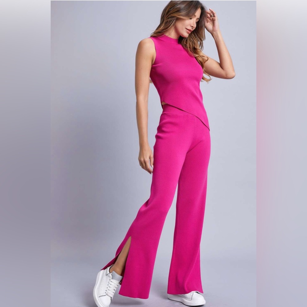 409. Lexi Knit 2 Piece Set In Fuschia